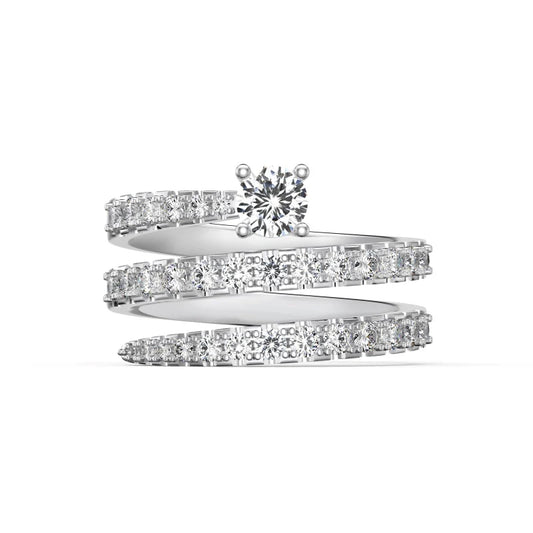 Amin Triple Band Unique Lab Grown Diamond Engagement Ring in 18k Gold - Round - 1 ct