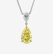 Yellow & White Pear Drop Pendant Lab Diamond Necklace 18K Gold