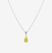 Yellow & White Pear Drop Pendant Lab Diamond Necklace 18K Gold
