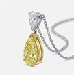 Yellow & White Pear Drop Pendant Lab Diamond Necklace 18K Gold
