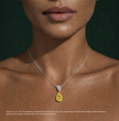 Yellow & White Pear Drop Pendant Lab Diamond Necklace 18K Gold