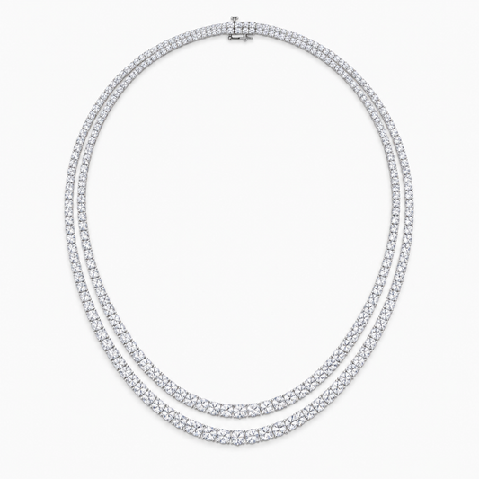 Tennis Double Layer Lab Diamond (39 ct.) Necklace (17 in.) 18K White Gold
