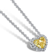 6 Carat Fancy Yellow Halo Heart Lab-Grown Diamond Jewelry Set (Necklace & Earrings) in 18K White Gold