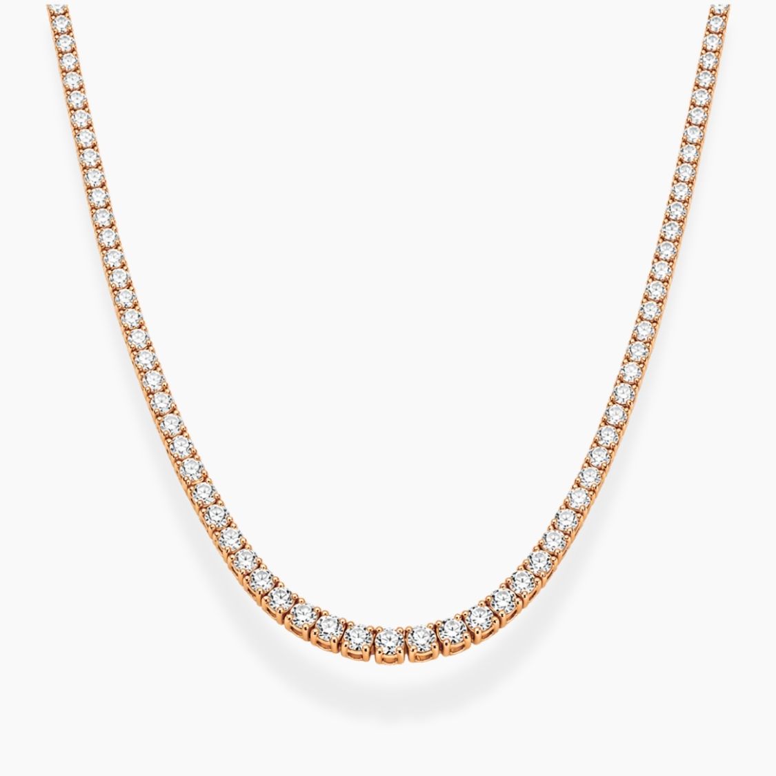 Rose gold necklace with diamonds on a white background, ecomposer-metal type-rose-gold-18k