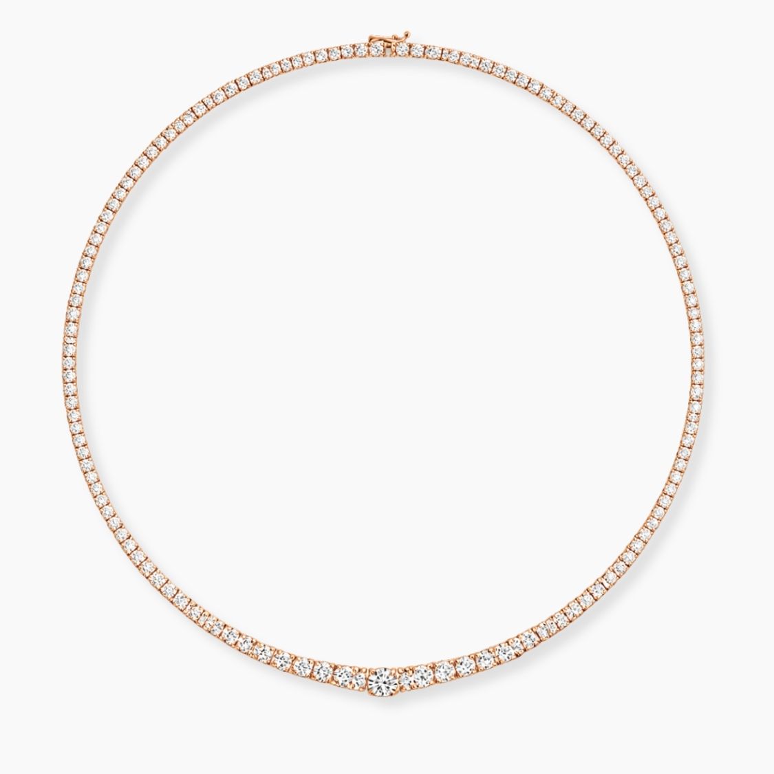 Rose gold necklace with diamonds on a white background, ecomposer-metal type-rose-gold-18k