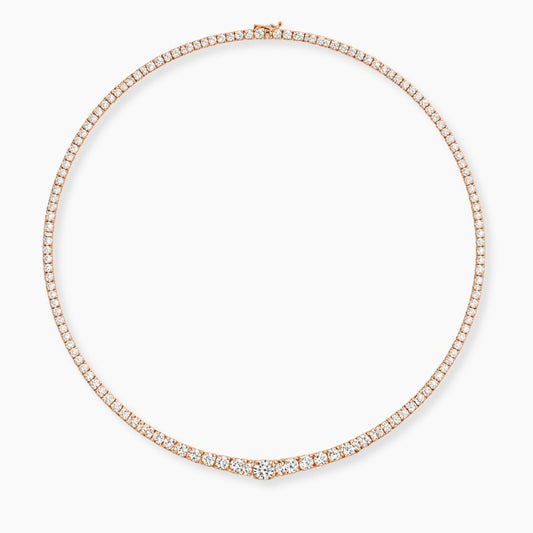 Rose gold necklace with diamonds on a white background, ecomposer-metal type-rose-gold-18k