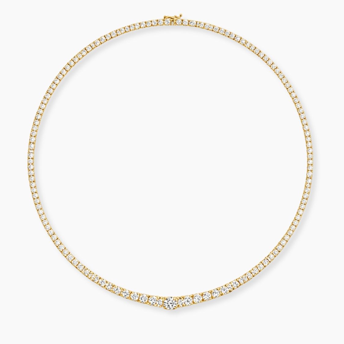 Gold necklace with diamonds on a white background, ecomposer-metal type-yellow-gold-18k