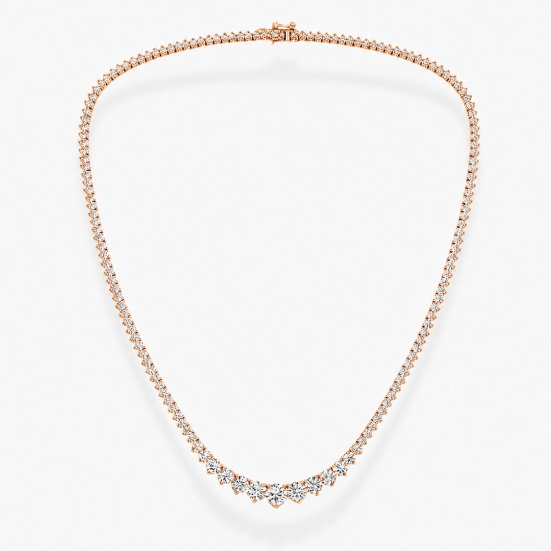 Rose gold necklace with small diamonds on a white background, ecomposer-metal type-rose-gold-18k