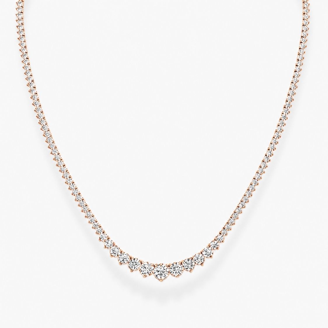 Rose gold necklace with diamonds on a white background, ecomposer-metal type-rose-gold-18k
