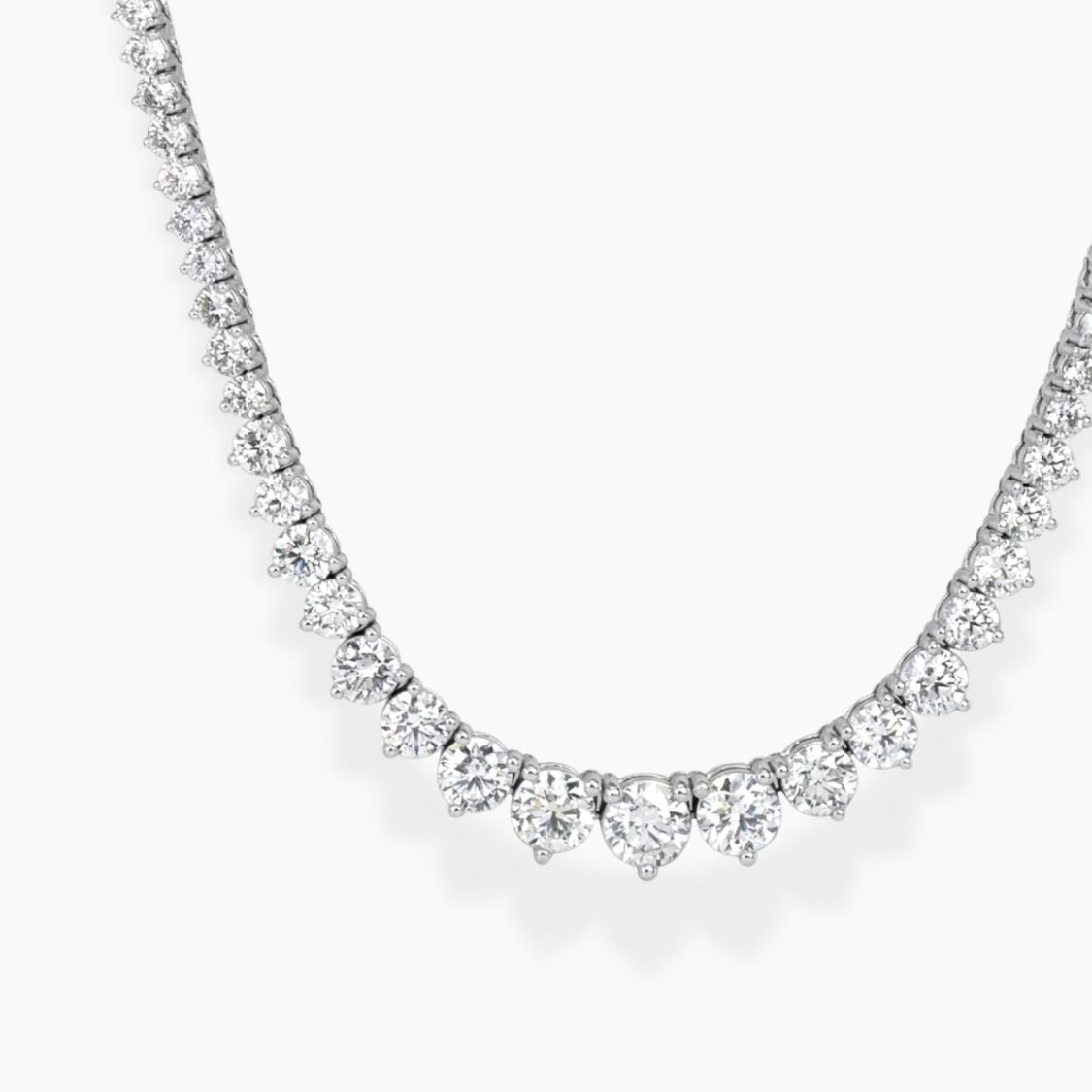 Diamond necklace on a white background, ecomposer-metal type-white-gold-18k