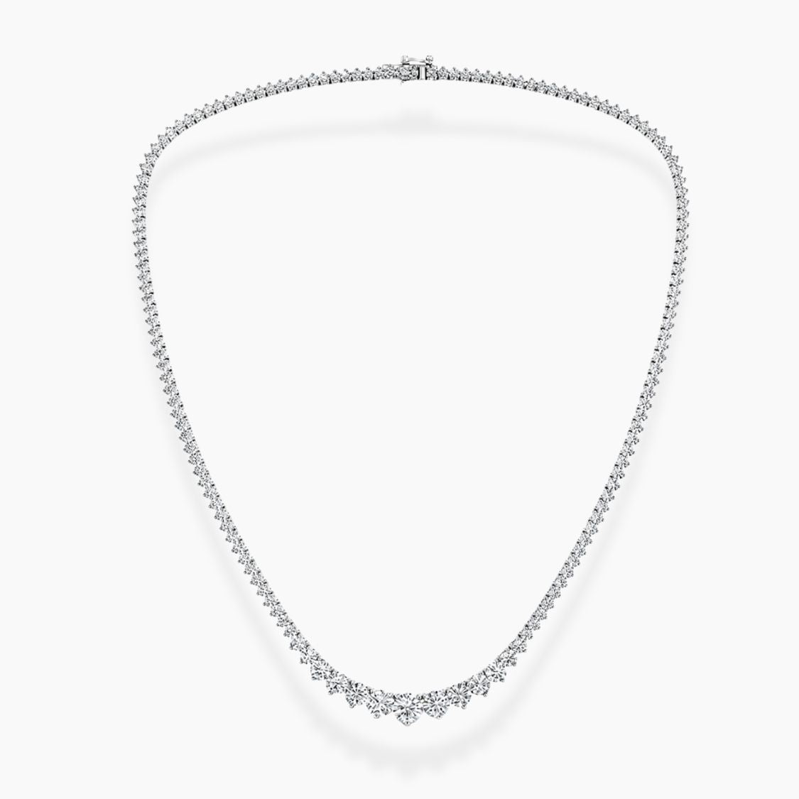 13 Carat Tennis Graduated Riviera Lab Grown Diamond Necklace 18K Gold | 3 Prongs | 16.5 in ∼ 42.5 cm | From 7 to 14 ct