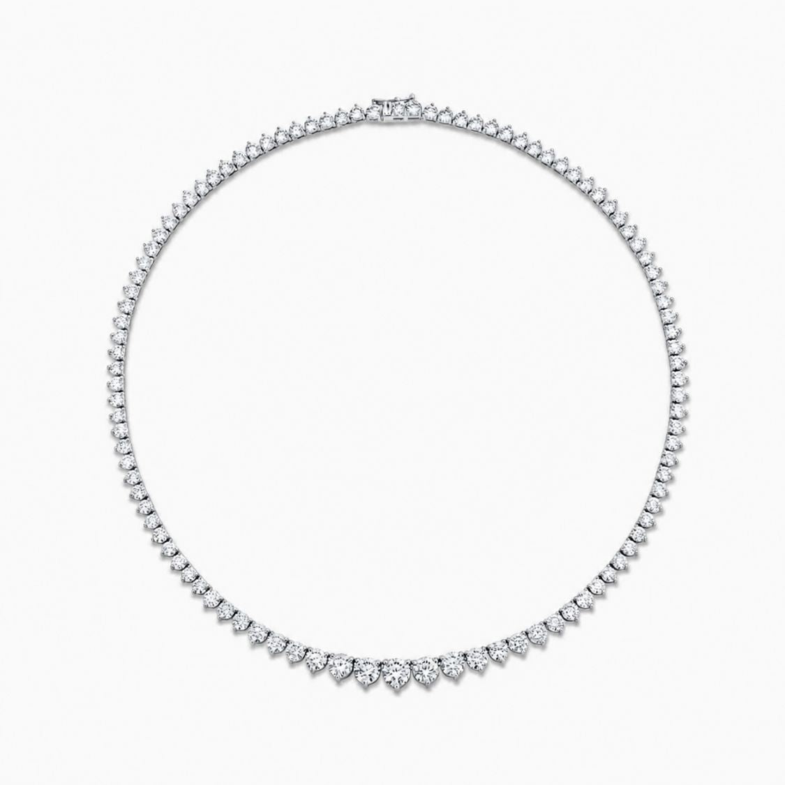 Diamond necklace on a white background, ecomposer-metal type-white-gold-18k