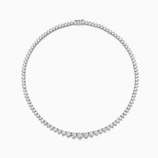 Diamond necklace on a white background, ecomposer-metal type-white-gold-18k