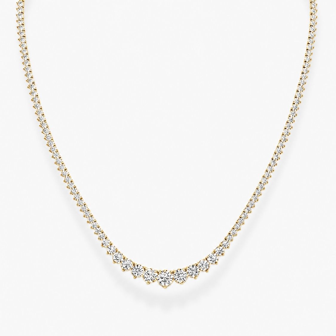 Gold necklace with diamonds on a white background, ecomposer-metal type-yellow-gold-18k