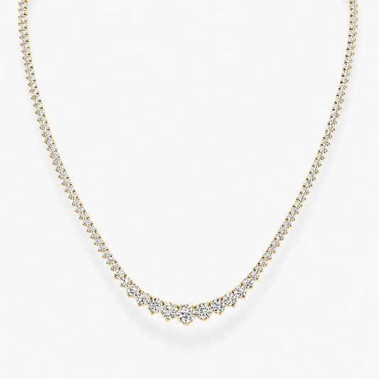 Gold necklace with diamonds on a white background, ecomposer-metal type-yellow-gold-18k