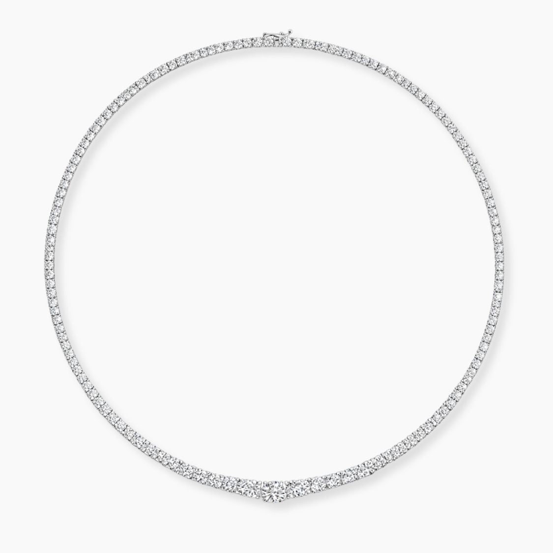 Silver necklace with diamonds on a white background, ecomposer-metal type-white-gold-18k