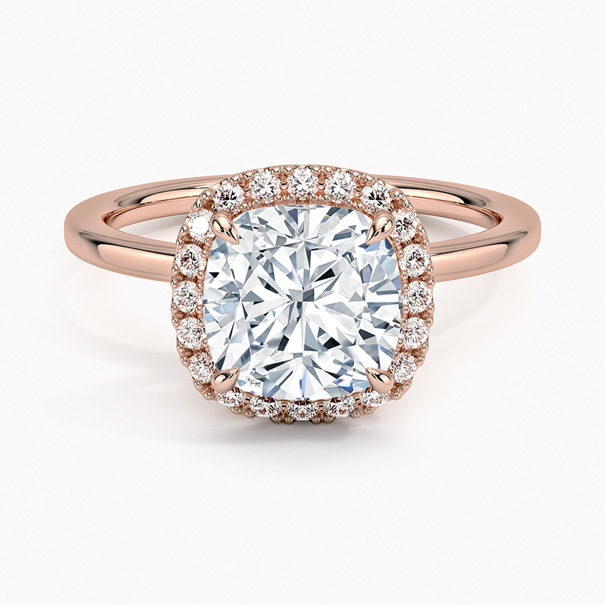 ecomposer-view with diamond shape-cushion,ecomposer-size-2-ct,ecomposer-metal type-rose-gold-18k