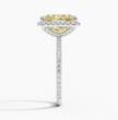 Halo Pave Fancy Yellow Radiant Lab Diamond Ring in White Gold 18K