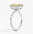 Halo Pave Fancy Yellow Radiant Lab Diamond Ring in White Gold 18K