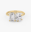 ecomposer-view with diamond shape-emerald-and-pear,ecomposer-metal type-yellow-gold-18k