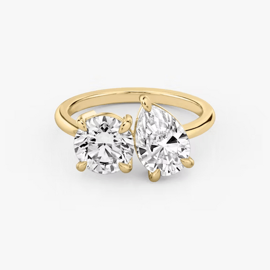 ecomposer-view with diamond shape-round-and-pear,ecomposer-metal type-yellow-gold-18k