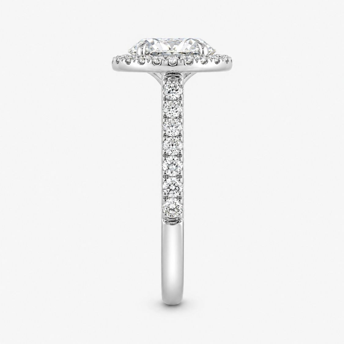 0.5 Carat Oval Natural Diamond Halo Pave Engagement Ring in 18K Gold (Diamond Color G, Clarity, VS2, Very Good/Excellent Cut, GIA certificate)