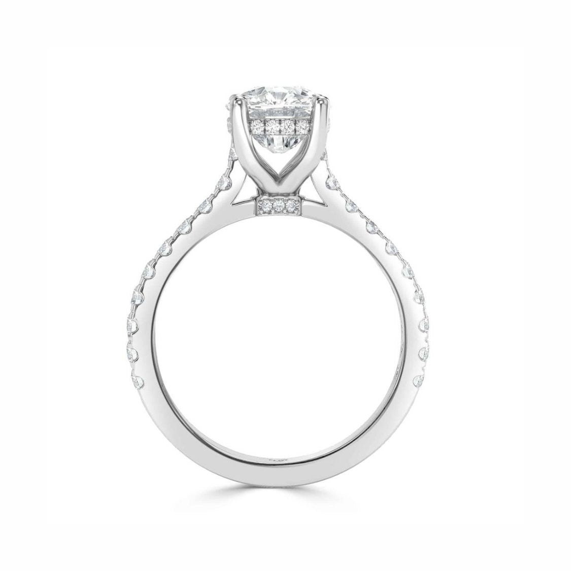 1 Carat Elongated Cushion (Brilliant Cut) Natural Diamond Pave Hidden Halo Engagement Ring in 18K Gold (Diamond Color G, Clarity, VS2, Very Good/Excellent Cut, GIA certificate) | From 0.5 to 3 Carat