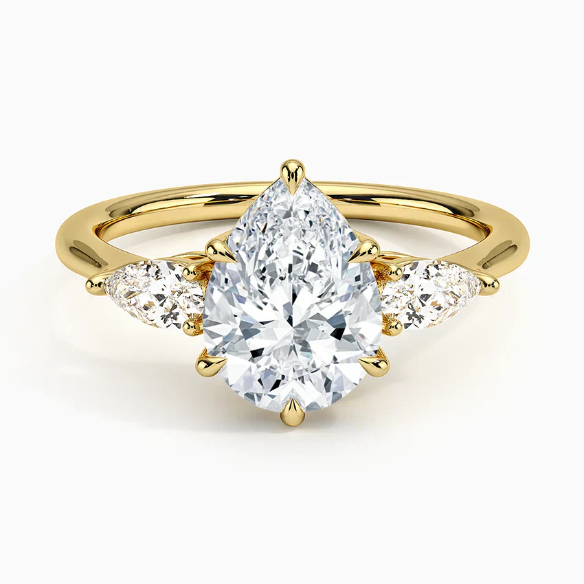 ecomposer-view with diamond shape-pear,ecomposer-size-2-ct,ecomposer-metal type-yellow-gold-18k