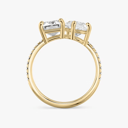 ecomposer-view with diamond shape-emerald-and-pear,ecomposer-metal type-rose-gold-18k