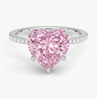Pave Pink Heart Lab Diamond Ring in White Gold 18K
