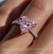 Pave Pink Heart Lab Diamond Ring in White Gold 18K