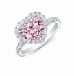 Pave Pink Heart Lab Diamond Ring in White Gold 18K
