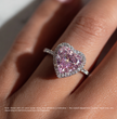 Pave Pink Heart Lab Diamond Ring in White Gold 18K