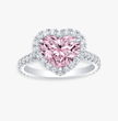Pave Pink Heart Lab Diamond Ring in White Gold 18K