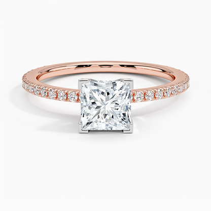 ecomposer-view with diamond shape-princess,ecomposer-size-1-ct,ecomposer-metal type-rose-gold-18k