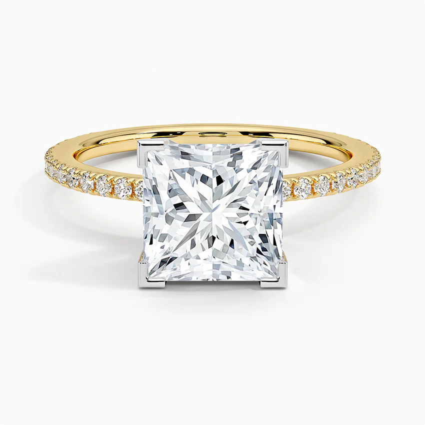 ecomposer-view with diamond shape-princess,ecomposer-size-2-ct,ecomposer-metal type-yellow-gold-18k