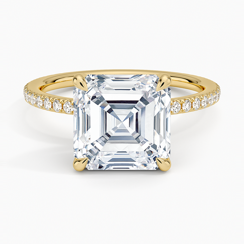 ecomposer-view with diamond shape-asscher, ecomposer-metal type-yellow-gold-18k