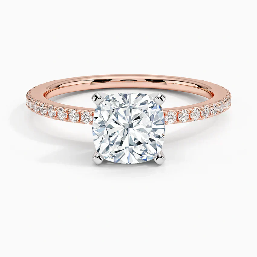 ecomposer-view with diamond shape-cushion,ecomposer-size-1.5-ct,ecomposer-metal type-rose-gold-18k