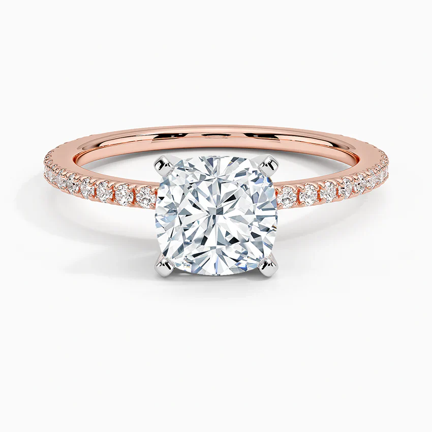 ecomposer-view with diamond shape-cushion,ecomposer-size-1.5-ct,ecomposer-metal type-rose-gold-18k