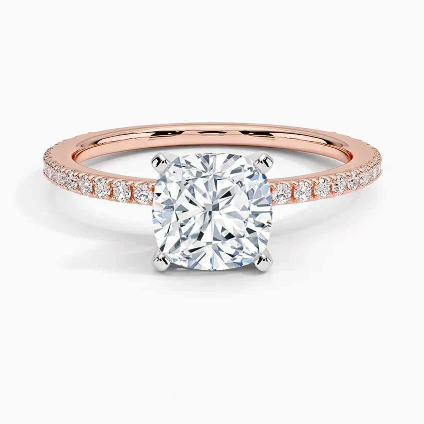 ecomposer-view with diamond shape-cushion,ecomposer-size-1.5-ct,ecomposer-metal type-rose-gold-18k