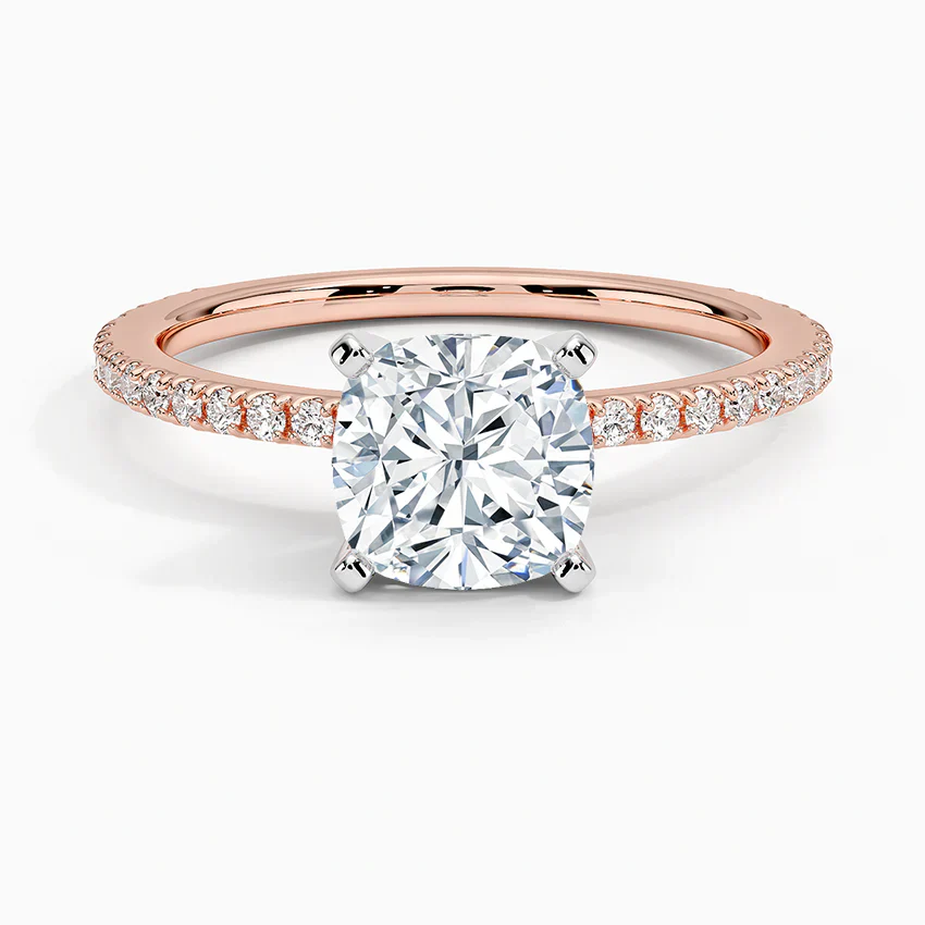 ecomposer-view with diamond shape-cushion,ecomposer-size-1.5-ct,ecomposer-metal type-rose-gold-18k