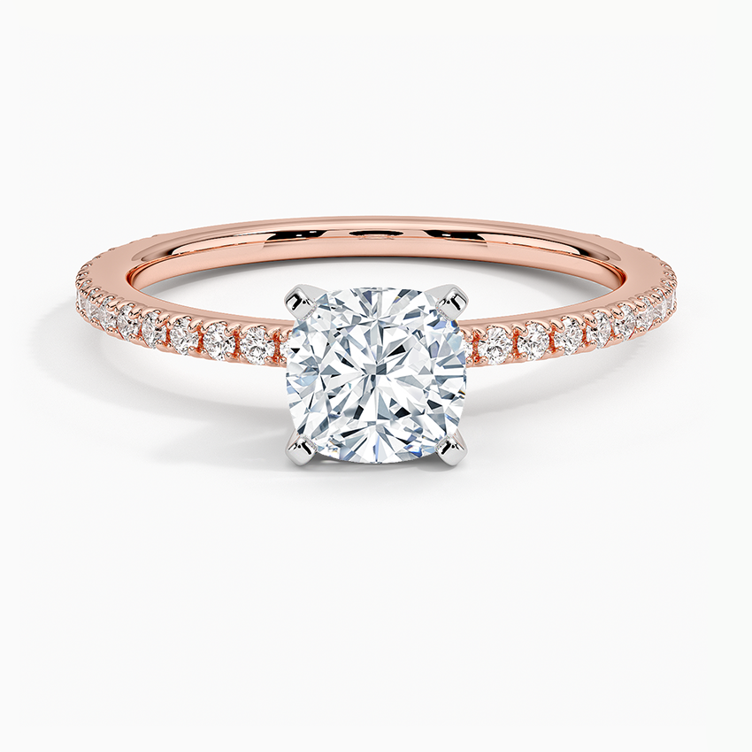 ecomposer-view with diamond shape-cushion,ecomposer-size-1-ct,ecomposer-metal type-rose-gold-18k