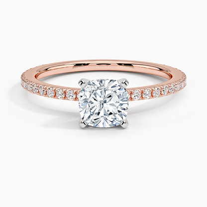 ecomposer-view with diamond shape-cushion,ecomposer-size-1-ct,ecomposer-metal type-rose-gold-18k