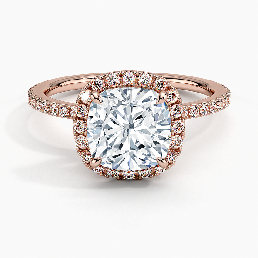 ecomposer-view with diamond shape-cushion,ecomposer-size-2-ct,ecomposer-metal type-rose-gold-18k