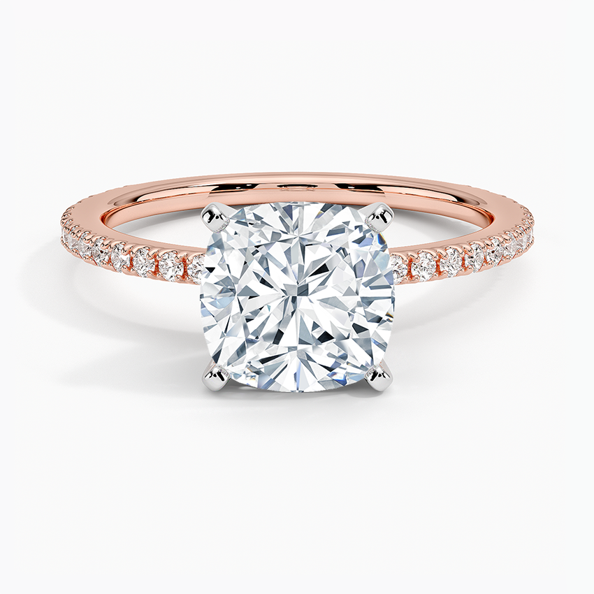 ecomposer-view with diamond shape-cushion,ecomposer-size-2-ct,ecomposer-metal type-rose-gold-18k
