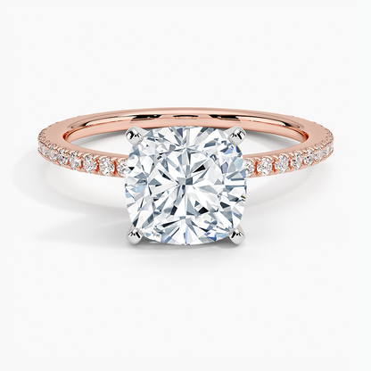 ecomposer-view with diamond shape-cushion,ecomposer-size-2-ct,ecomposer-metal type-rose-gold-18k