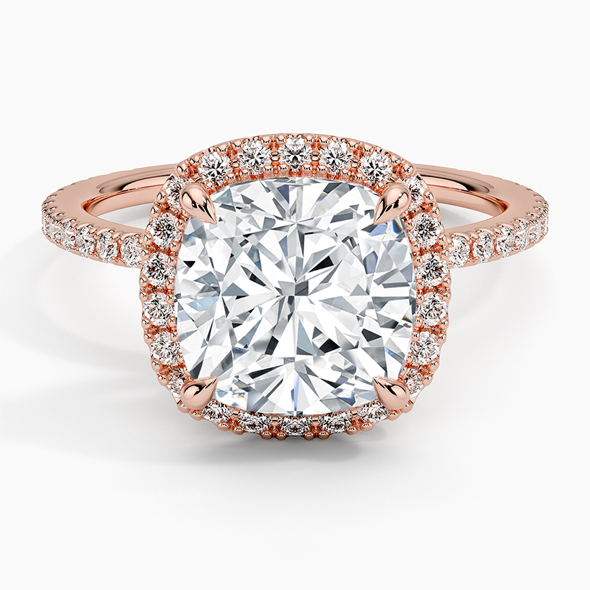 ecomposer-view with diamond shape-cushion,ecomposer-size-3-ct,ecomposer-metal type-rose-gold-18k