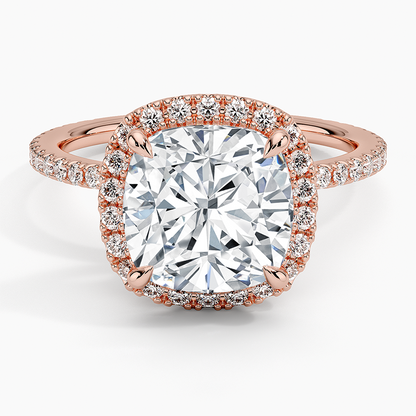 ecomposer-view with diamond shape-cushion,ecomposer-size-3-ct,ecomposer-metal type-rose-gold-18k