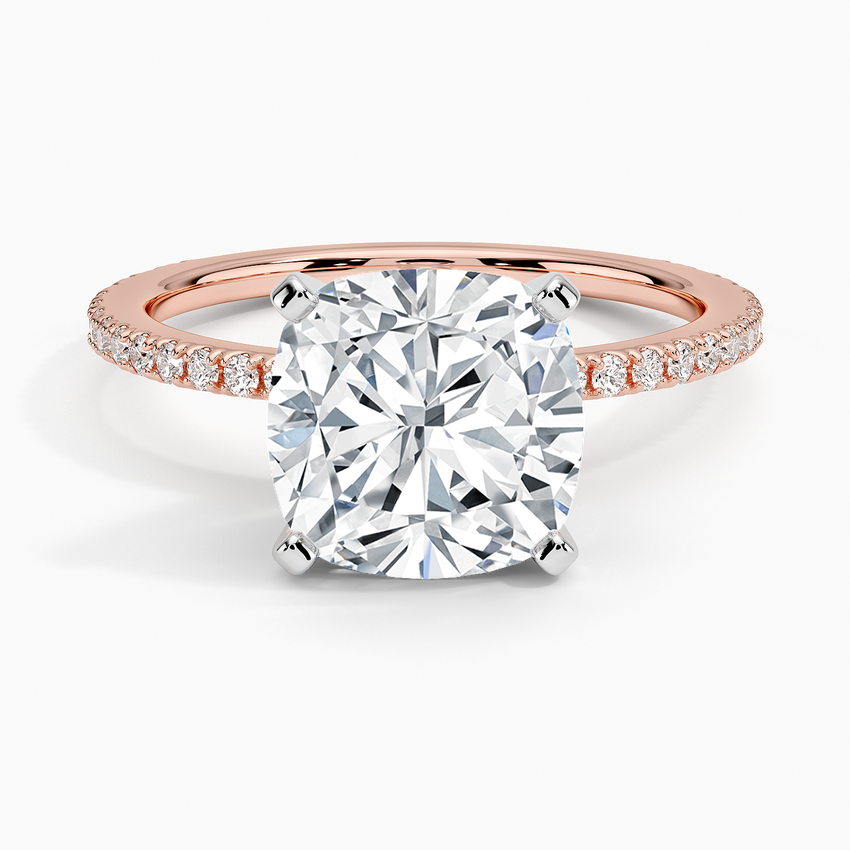 ecomposer-view with diamond shape-cushion,ecomposer-size-3-ct,ecomposer-metal type-rose-gold-18k