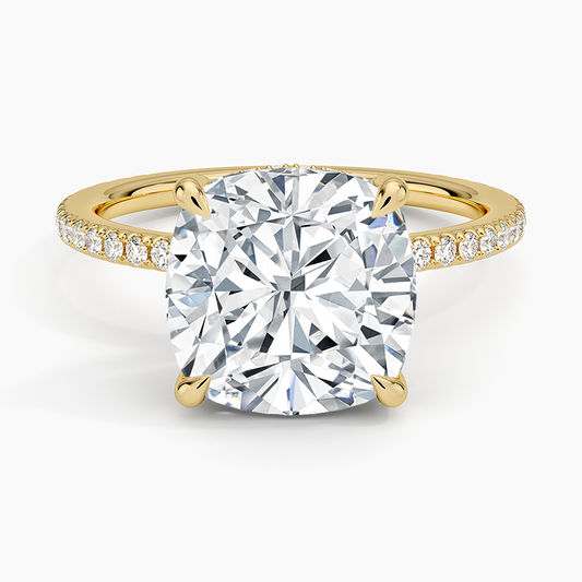 ecomposer-view with diamond shape-cushion, ecomposer-metal type-yellow-gold-18k